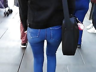 VPL tight topshop jeans (Spring is here) candid Uk