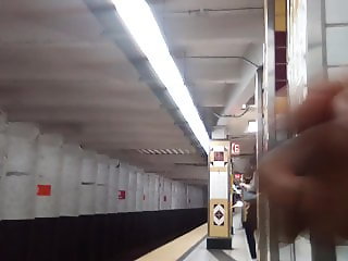 dickflash woman in subway with cum