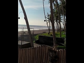 Real outdoor sex on a public beach - Cum on belly