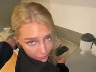 Gorgeous blonde in kitchen fuck