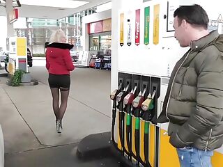 German blonde teen bitch pick up at gas station and fuck
