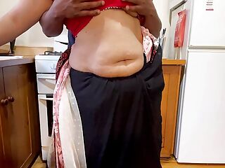 Horny Indian Couple Romantic Sex in the Kitchen - Homely Wife Saree Lifted Up, Fingered and Fucked Hard in her Butt