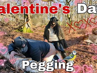 Valentine's Day Pegging in the Woods Surprise Woodland Public Femdom FLR Bondage BDSM FULL VIDEO Strapon Strap On 