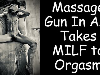 Super Sexy Skinny MILF Takes Massage Gun Dildo Deep In Her Ass