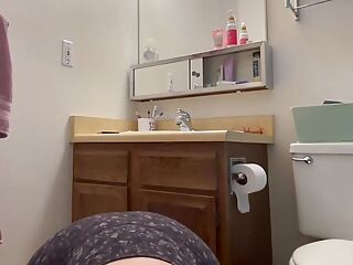 Stepmom Is in the Bathroom to Suck Your Morning Wood Blowjob on Her Knees to Wake You up V215