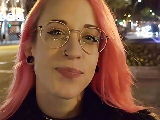 German Scout - Crazy pink hair Latina girl Lilian get eye rolling orgasm at pickup sex