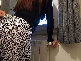 Stepmom gets fucked while looking out the window