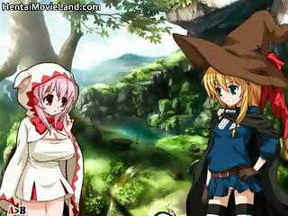 Three innocent anime schoolgirls suck part1