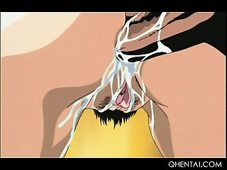 Chained hentai girl gets dripping cunt vibed and fucked upskirt