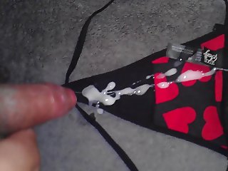 cum on nieces red hearts thong panties