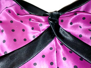 Jessica McClintock Hot Pink Satin Polka-Dot Dress 
