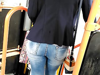 Nice blonde jeans butt in bus