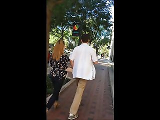 Candid - Big ass in tight jeans walking with her boyfriend