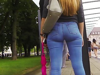 Pinhole jeans butt candid