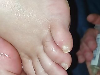 Another man's cum on my wife's feet. 