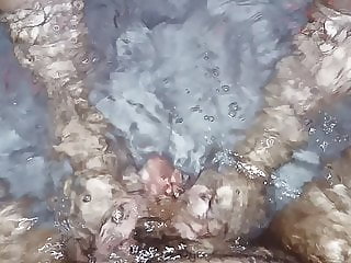 Footjob in water