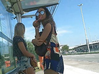 masturbation at the bus stop for two girls