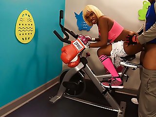 Anal Ass Deep Fuck Big Butt In Public Gym By BBC On Fit Bike