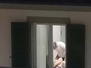 Neighbor window lesbian girlfriend cuddling