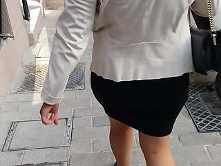 Turkish MILF Black Mini Skirt and Nylon