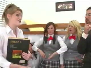 Hot young schoolgirls Lily and Teagan punished by headmaster