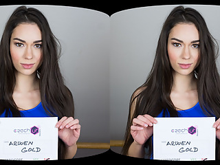 Welcome to our latest addition to ever growing Czech VR family Arwen Gold. This cute brunete is a girl with a fit body, great ass and pussy you could lick all day long and never get bored. This time she'll give you a solo casting show and you will see why we chose her to be one of our models. And don't worry you will see how she performs in more hardcore scenes soon enough...