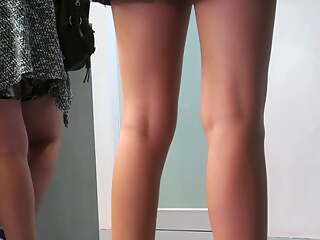 Leggy Asian Teen Girl Bends Over In Store, Girl In Skirt