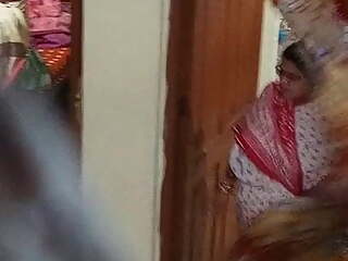Aunty undressing in her saree.
