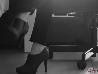 Femdom Wife gets her Shoes and Feet licked - Mistress Kym