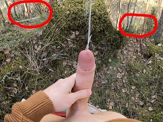 Risky cumshots in forest with people around!  Johann Wood