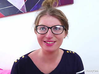 French Cutie Takes Huge Facial On Her Glasses