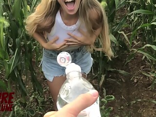 Back from Military: Slutty Stepsis can't wait to suck & fuck me risky in cornfield 