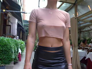 See-through top in public