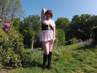 Posing outdoors in Wench Outfit