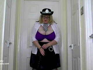 London mature Policewoman in uniform with very big tits 