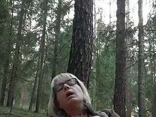 Julie's outdoor orgasm in forest