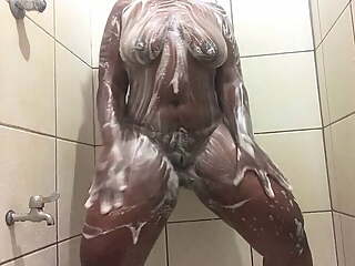 Teen caught masturbating in the shower  on hidden camera 