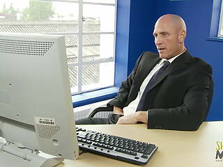 Bald dude fucking a blonde secretary in the office