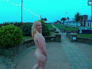 Young blonde exhibitionist wife walking nude around Felixstowe seafront England