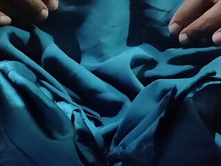 Dick head rub with blue satin silky salwar of nurse (47)