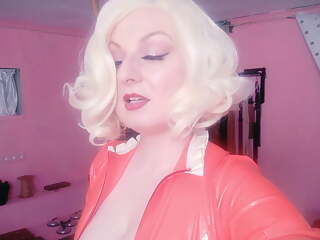 Selfie video - FemDom POV - Strap-on Fuck - Rude Dirty Talk from Latex Rubber Hot Blonde Mistress