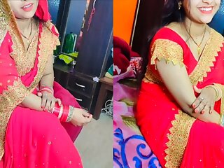 Red Saree beautiful Sexy Bhabhi Ko Ghar me pela 