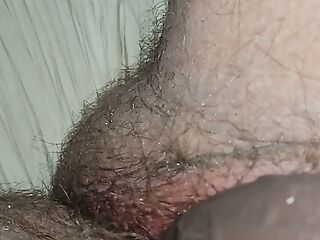 Fat 18 yo girl is playing with big black dildo in her wet, hairy Pussy 