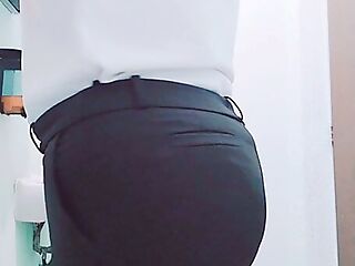 sexy milf latina mexican take out all her uniform in her office and show her big butt big ass and her sexy white thong