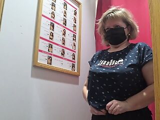 What bra to buy? Fat milf in the fitting room shaking her big mature tits.