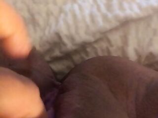 Quick orgasm from rubbing my clit piercing 