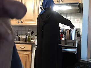 RISKY!!! Flashing Huge Dick For Muslim Stepmom 