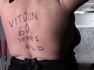 Fat slave vitgun's 60th birthday spanking (part 1)