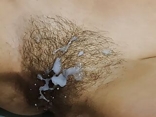 Wife Jerked me off on she Hairy Pussy