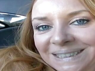 Beautiful Janet greedily enjoys cock in the back seat